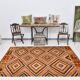 Tapis Kilim en laine fait main tribal noir orange 6x8