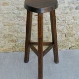 High tripod stool, bar, solid wood, brutalist