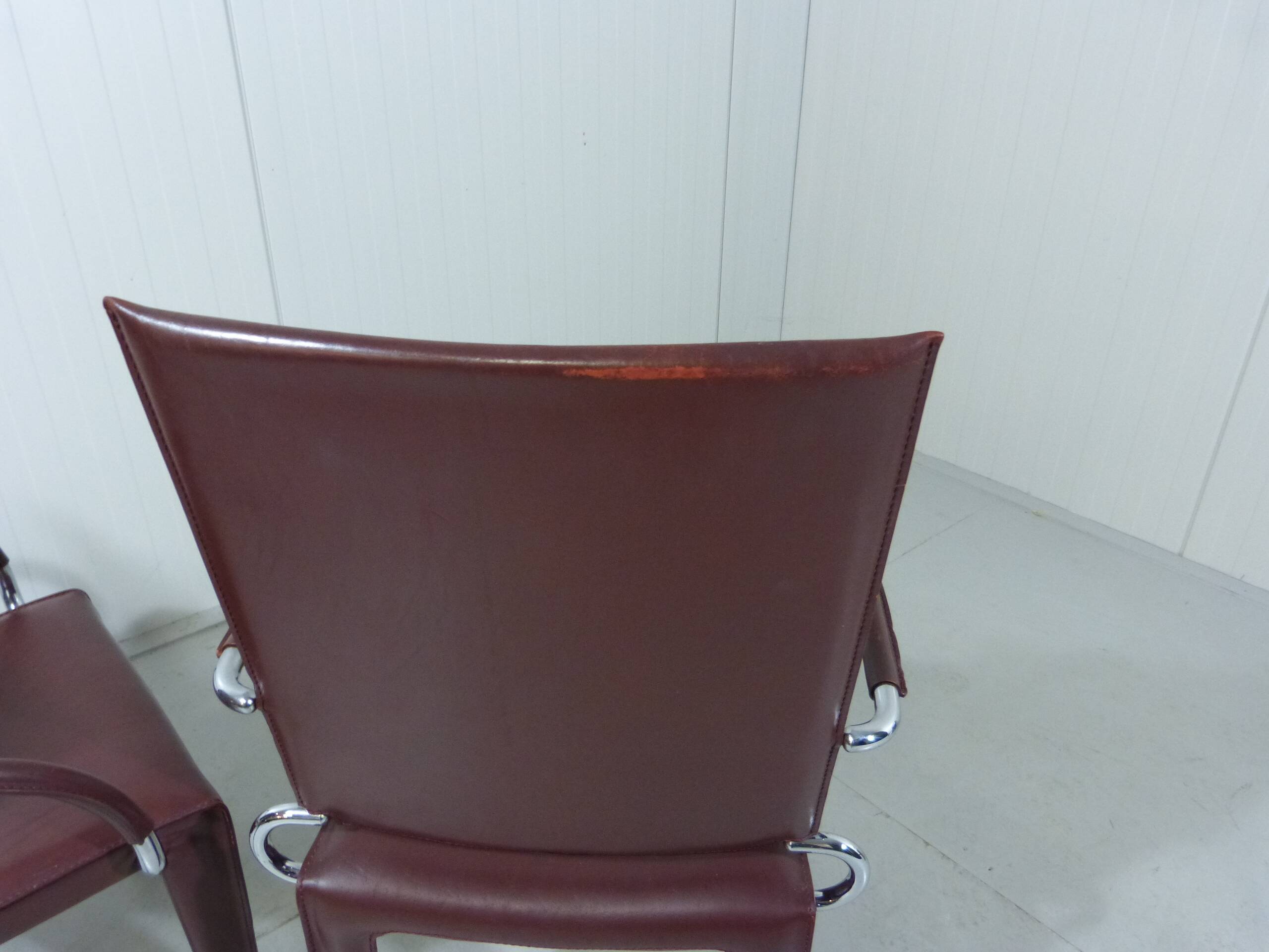 Chaises Arcadia en cuir Arper Italie années 1980, set de 4