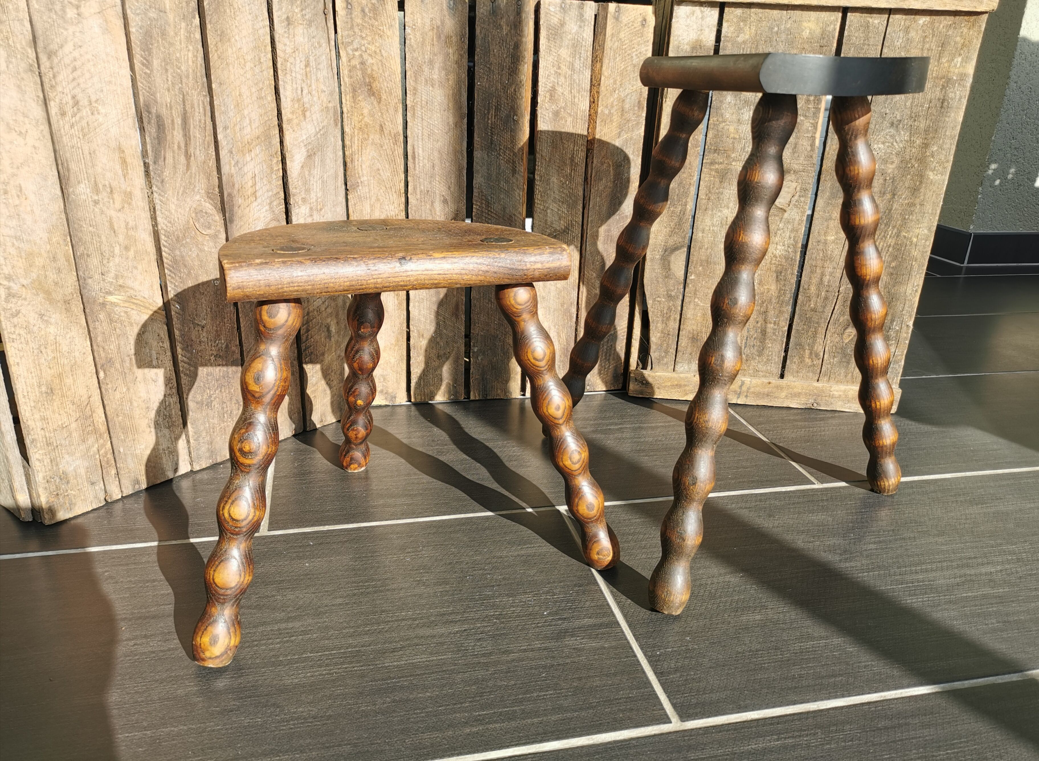 Pair of tripod stools