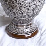 Large 19th century (1840) barbotine carafe / vase with prow head