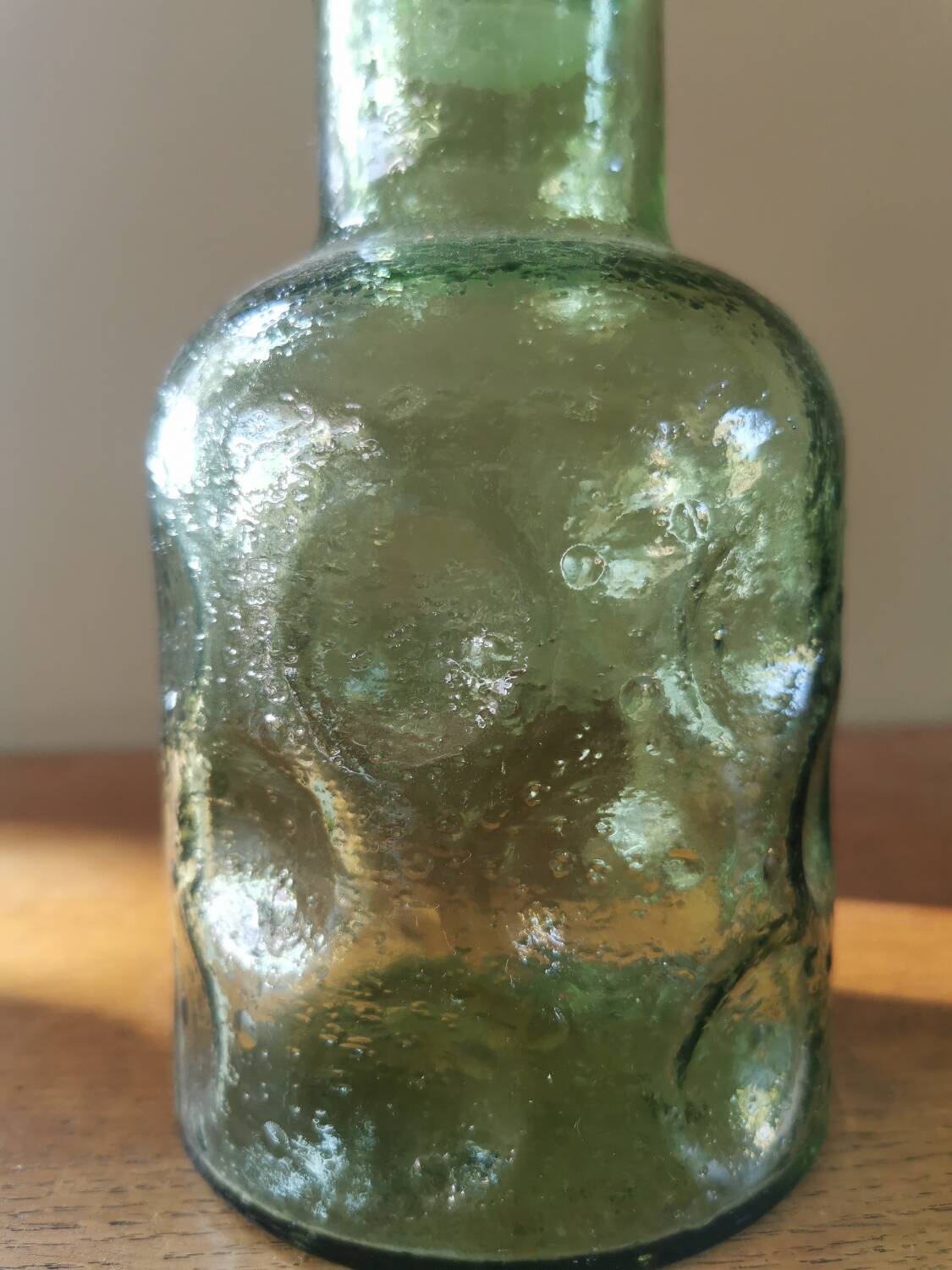 Pair of vintage 70s grainy glass carafes