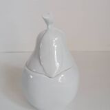 White porcelain pear sugar bowl