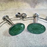 Pair of 2-branch metal candlesticks.