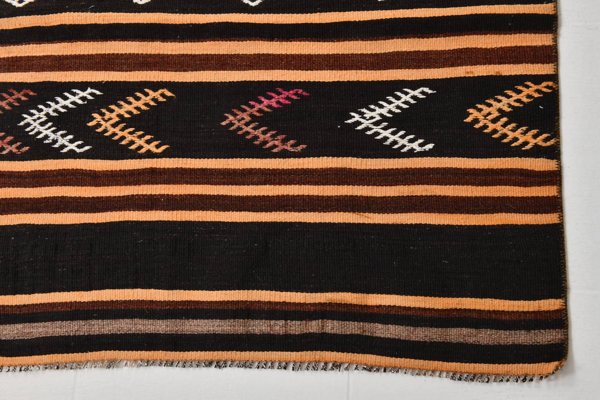 3x12 Pinstriped Kilim Runner Rug, 91x349Cm