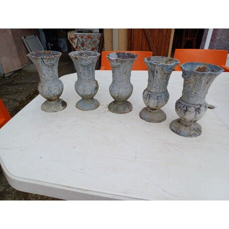 Set of 5 cast iron vases from 1900 from Charleville-Mézières