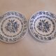 Set of two plates, flat and deep, with a country blue decoration.