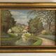 Huile sur toile "Le Pont de Blamont sur l'Ourcq" par Laby. XX.