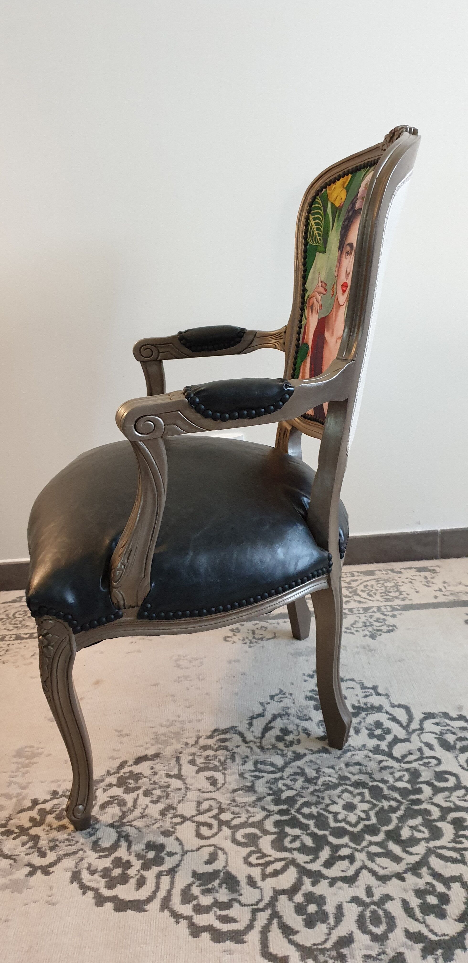 renovated Louis XV style armchair, Frida Kahlo folder