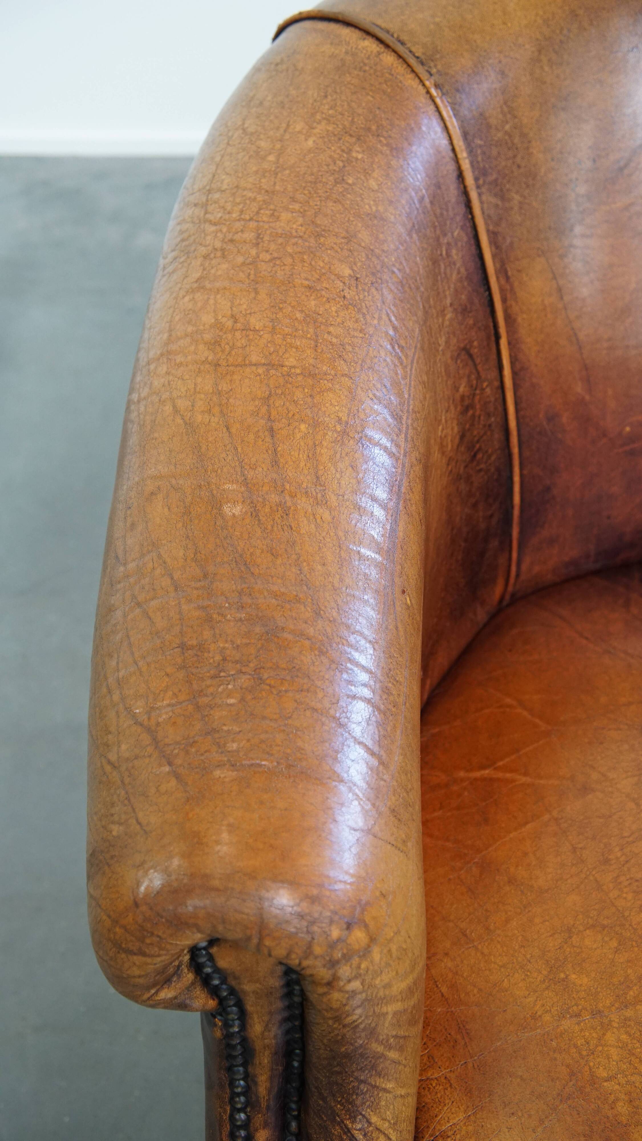 Sheepskin leather club chair