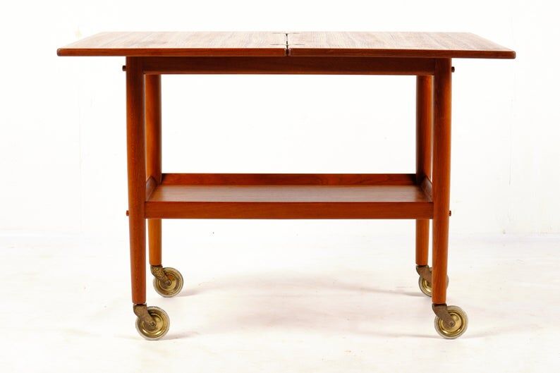 Tea cart with foldable table top Poul Jeppesen Denmark circa 1965