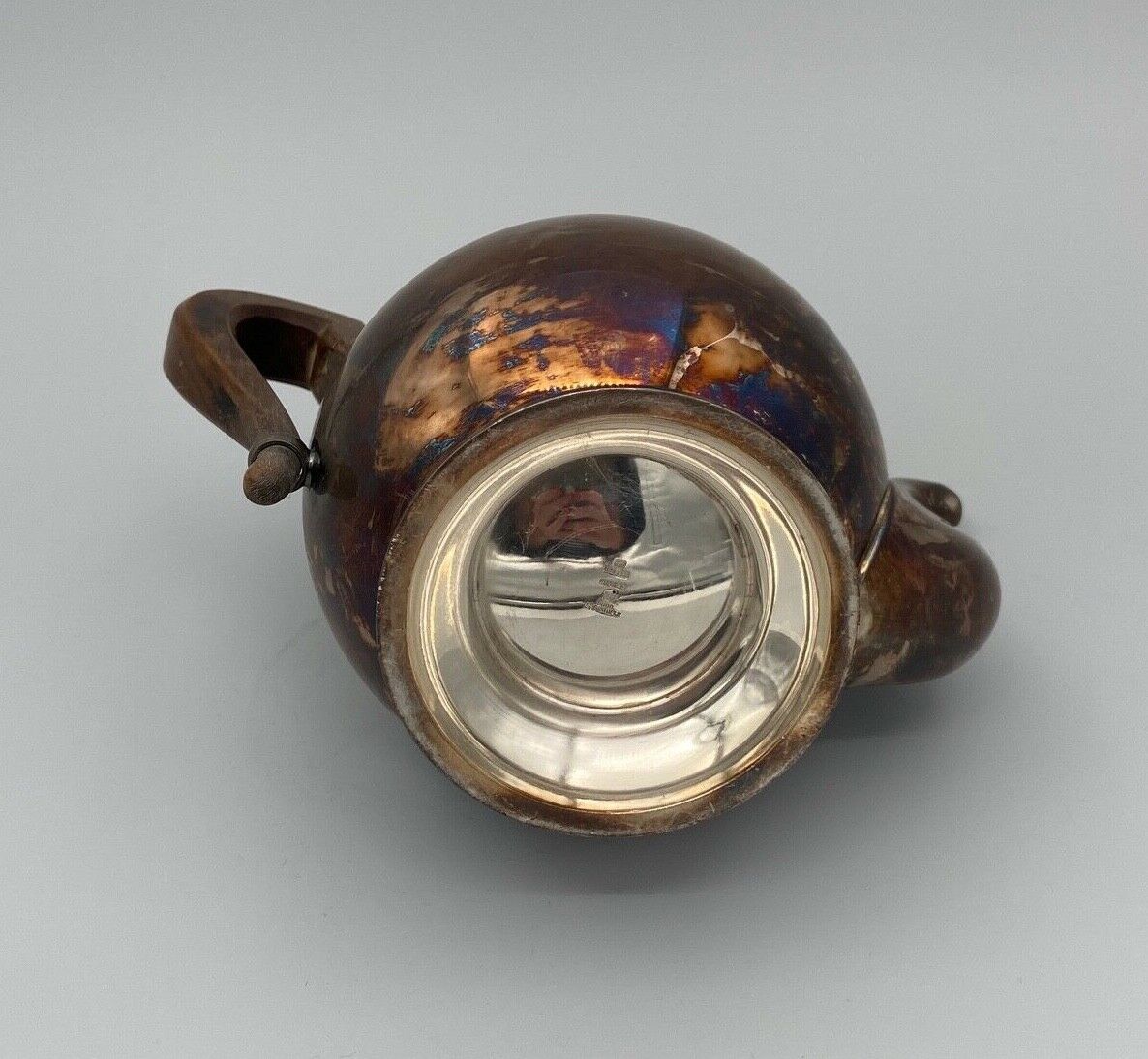 Theiere ou verseuse gallia christofle en metal argente prise bois france