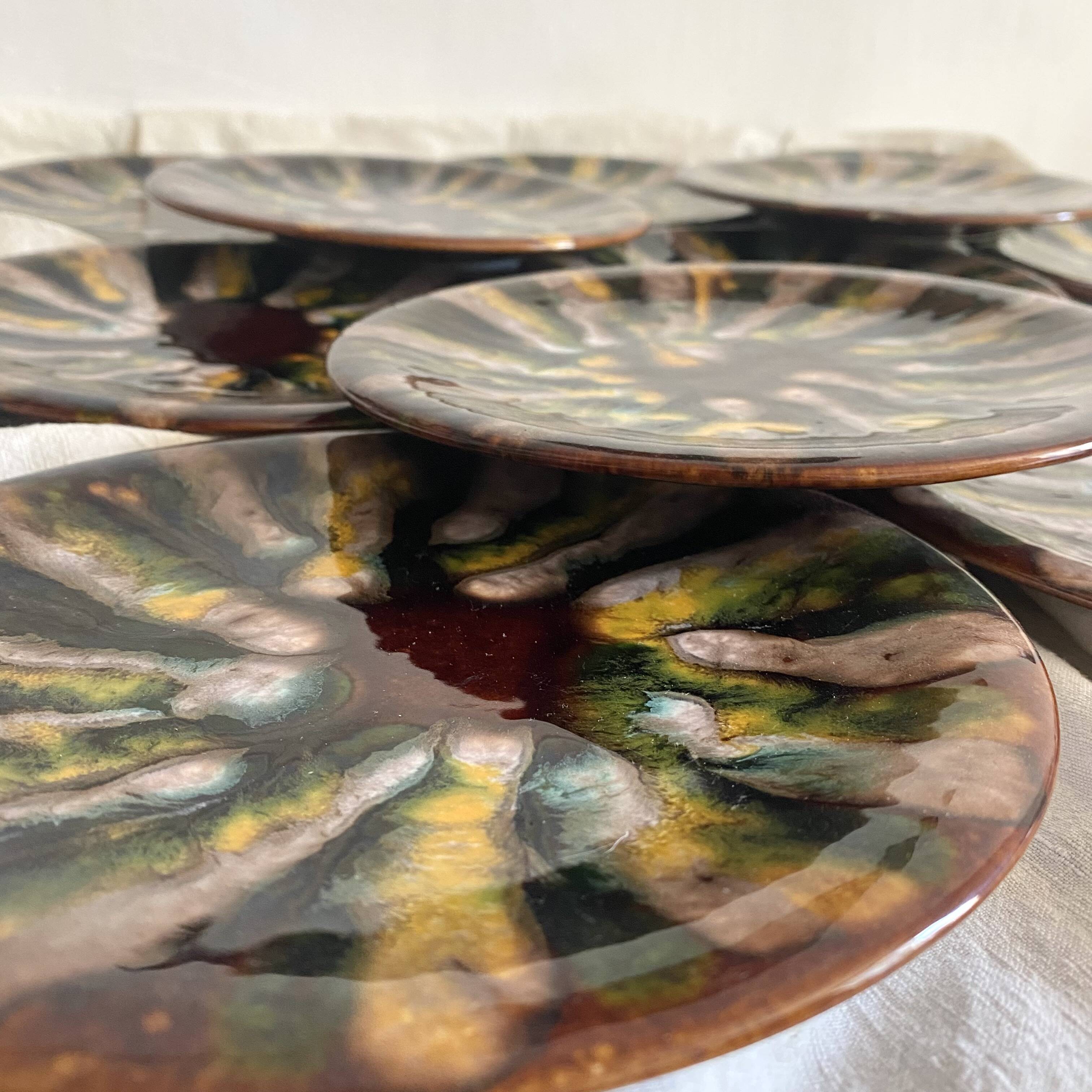 Saint Jean de Bretagne earthenware dessert plates