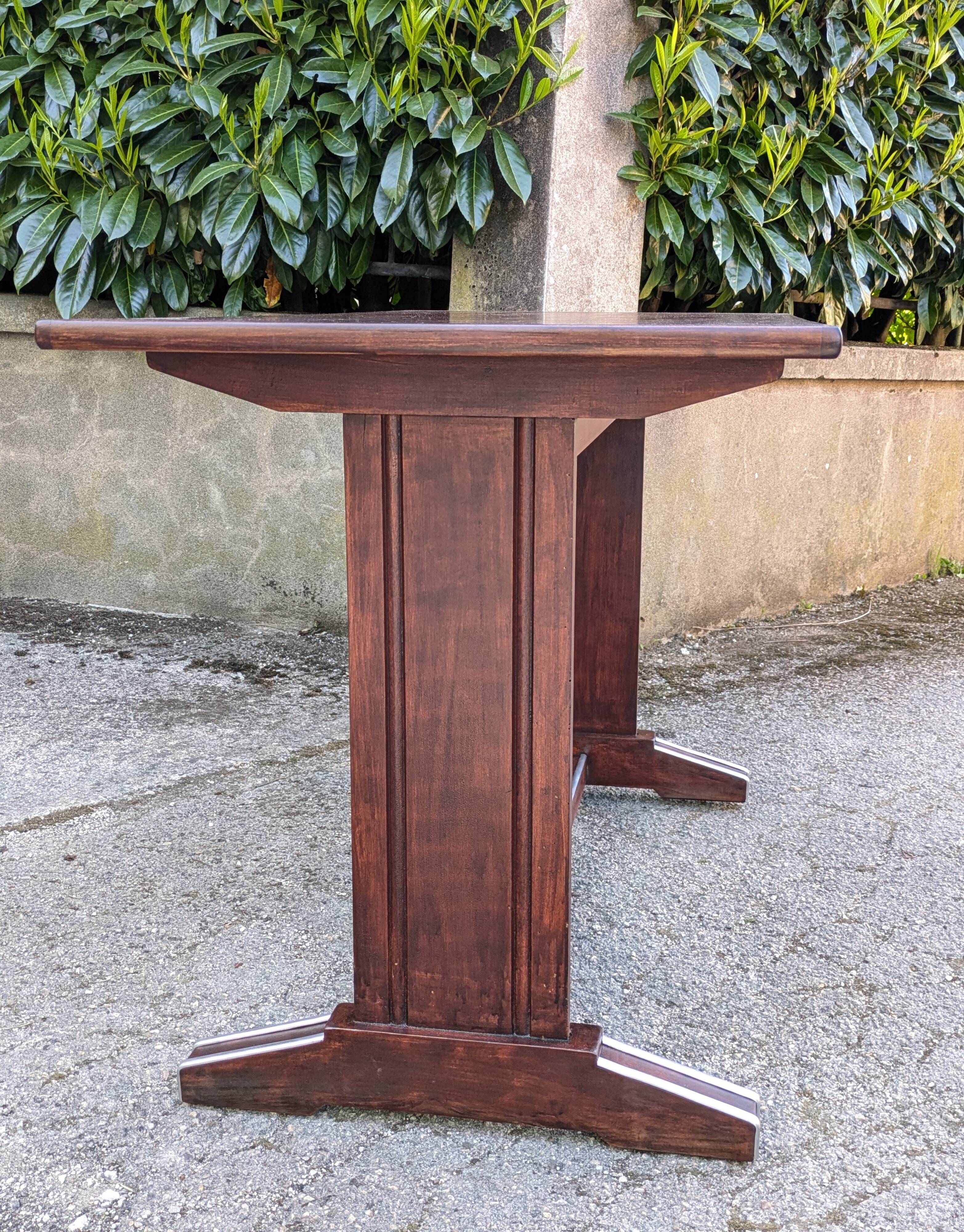 restored bistro table teak finish 1950