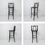 Tabouret de bar Tabouret en bois Bug brun foncé Mid Century Vintage repose-pieds en métal Bar compto