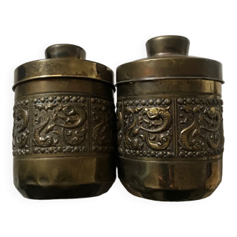 Set of 2 brass storage boxes