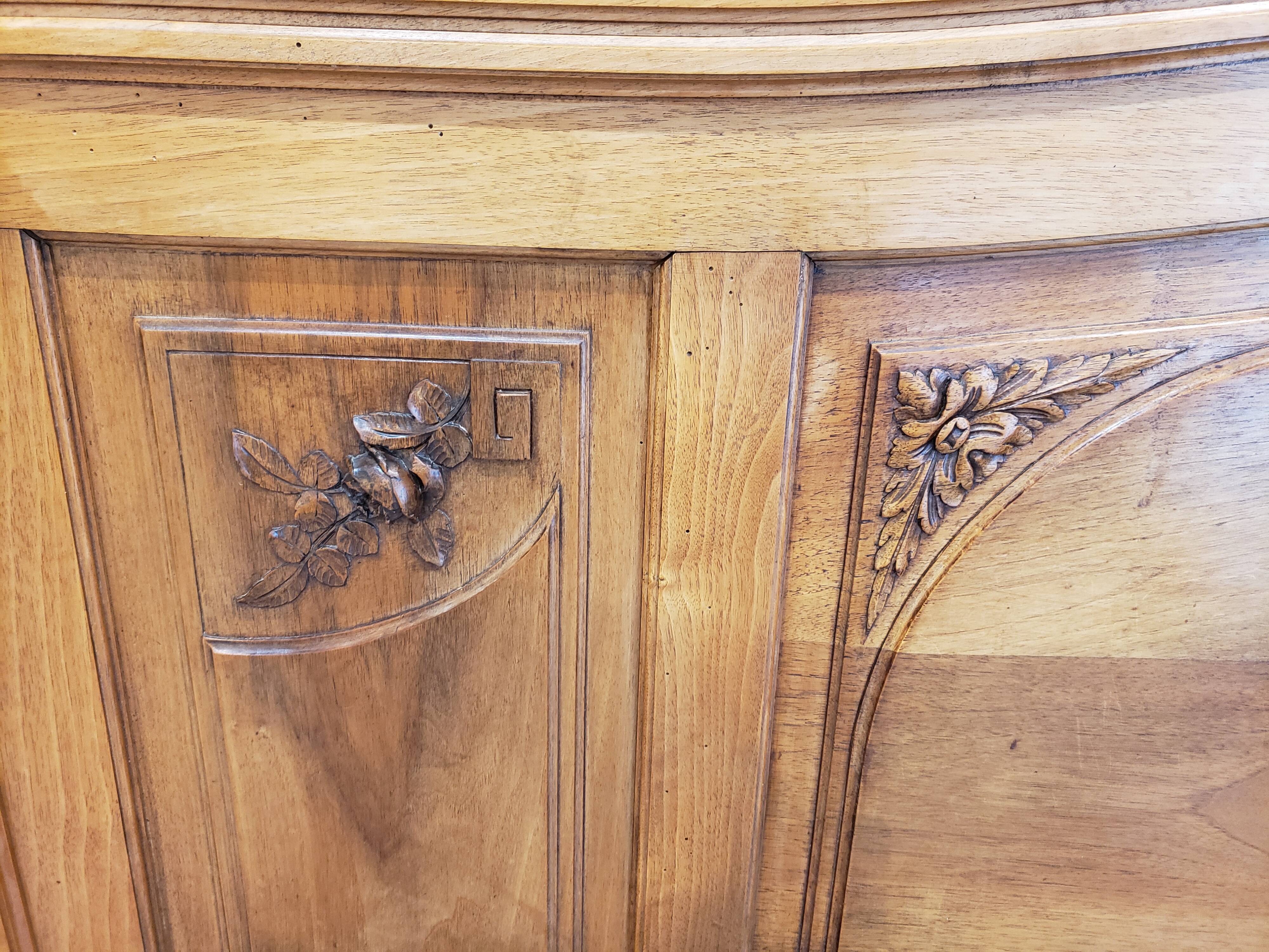 Vintage old walnut bed carved late nineteenth century