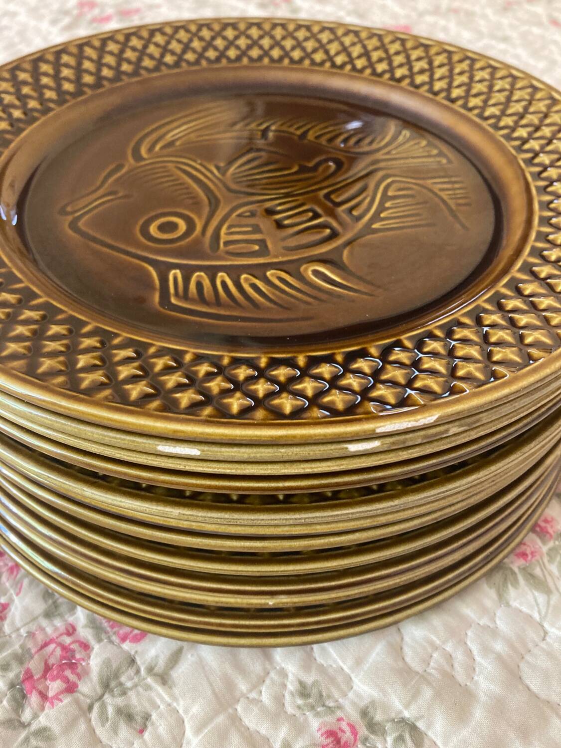 Fish plates Set of 12 Sarreguemines Digoin