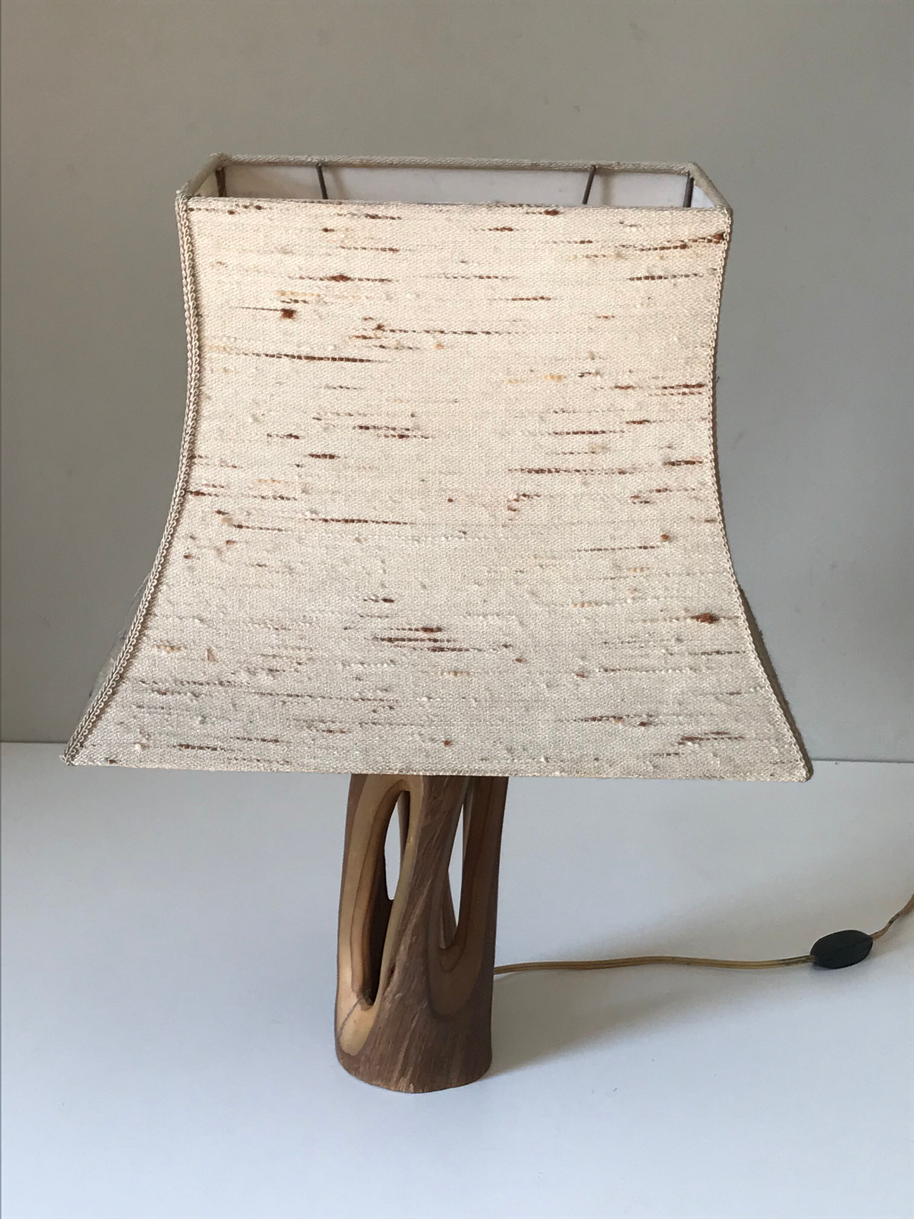 Vintage openwork wood lamp annees 60