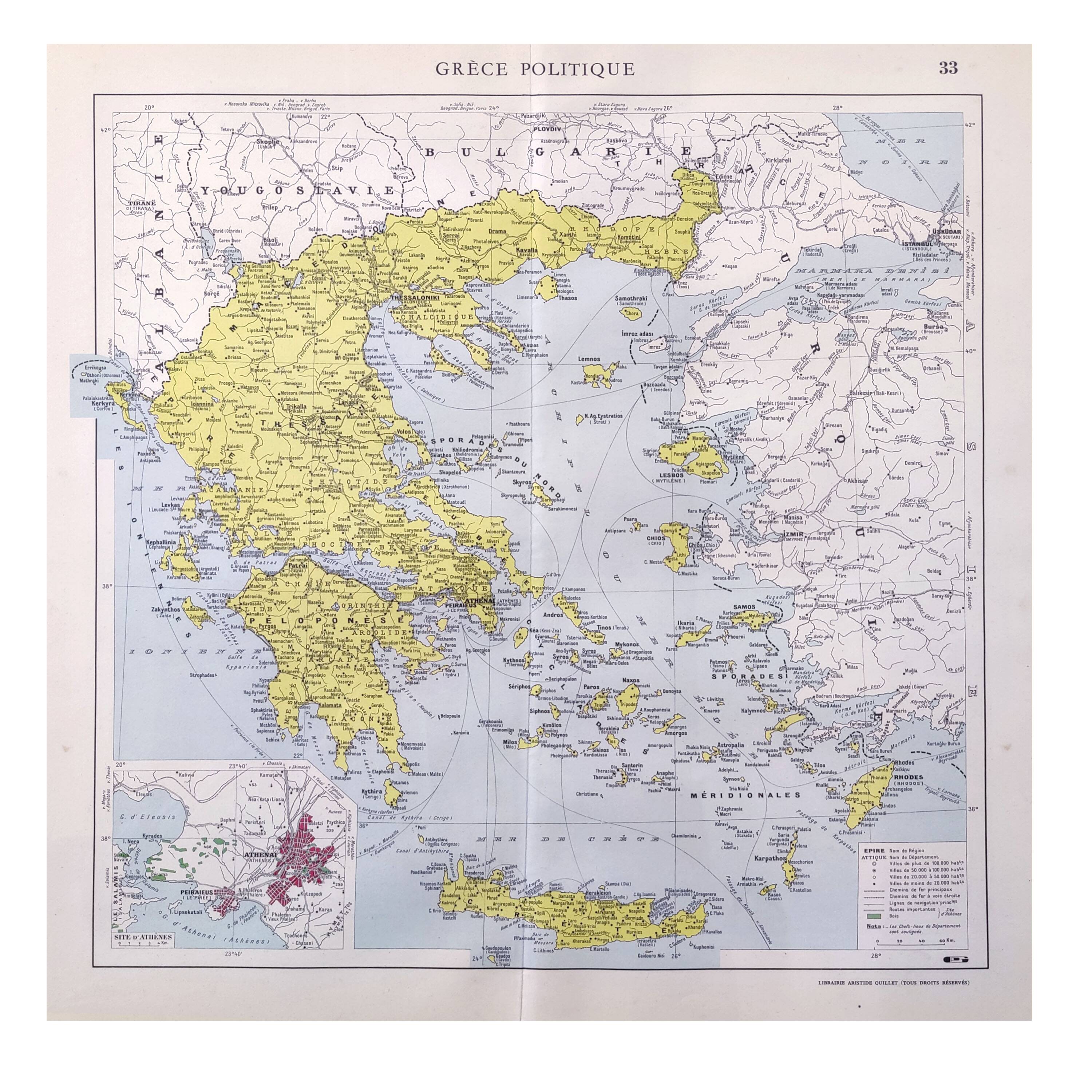 Old map Greece Crete 43x43cm from 1950