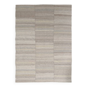 8x10 Brown & Beige Handmade Vintage Kilim Rug, 229x315Cm