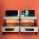 SET OF 2 VINTAGE 1970S NIGHTSTANDS/SOFA ENDS IN WOOD AND FABRIC