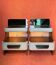 SET OF 2 VINTAGE 1970S NIGHTSTANDS/SOFA ENDS IN WOOD AND FABRIC