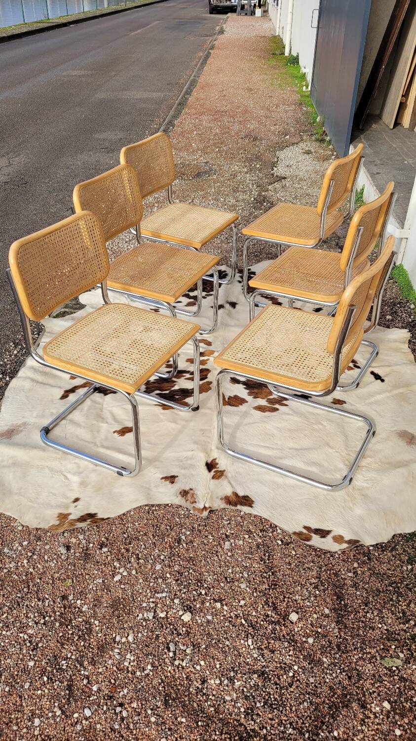 Set of 6 B32 chairs Marcel Breuer Italy design -1970s