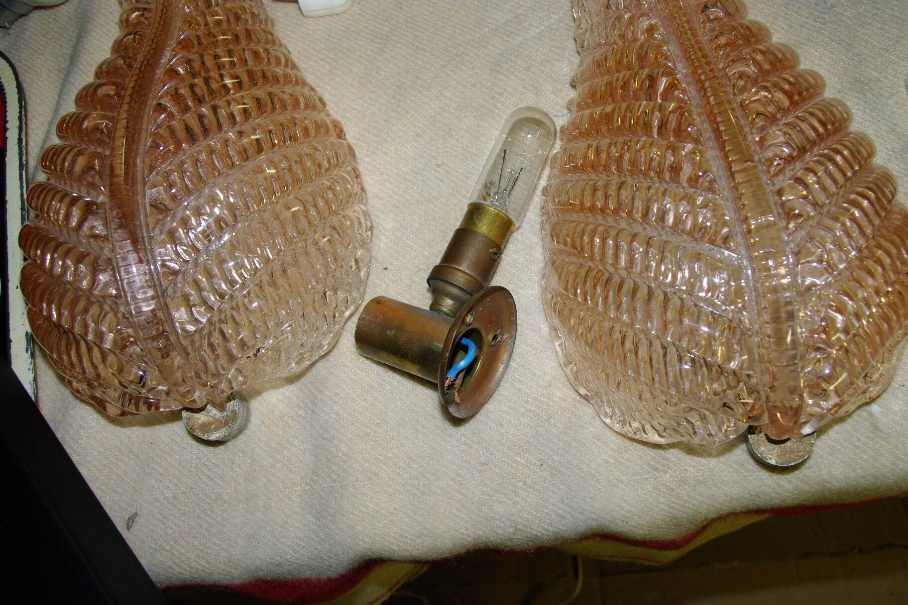 Pair of Murano glass wall lights by Toso & Barovier, 1960