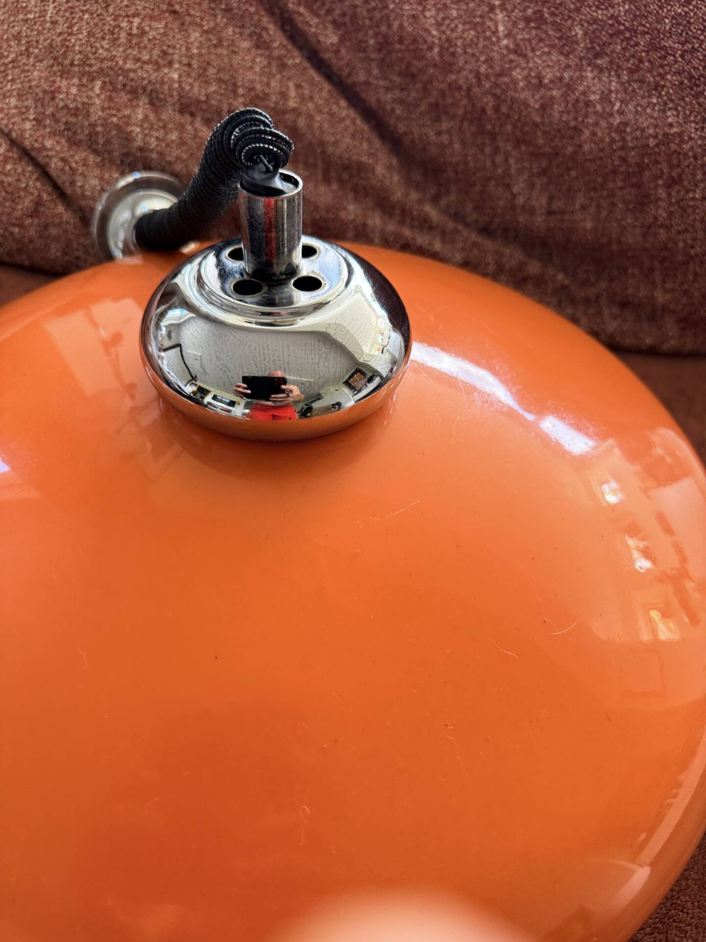 Suspension Space Age orange attribuée à Dijkstra Lampen