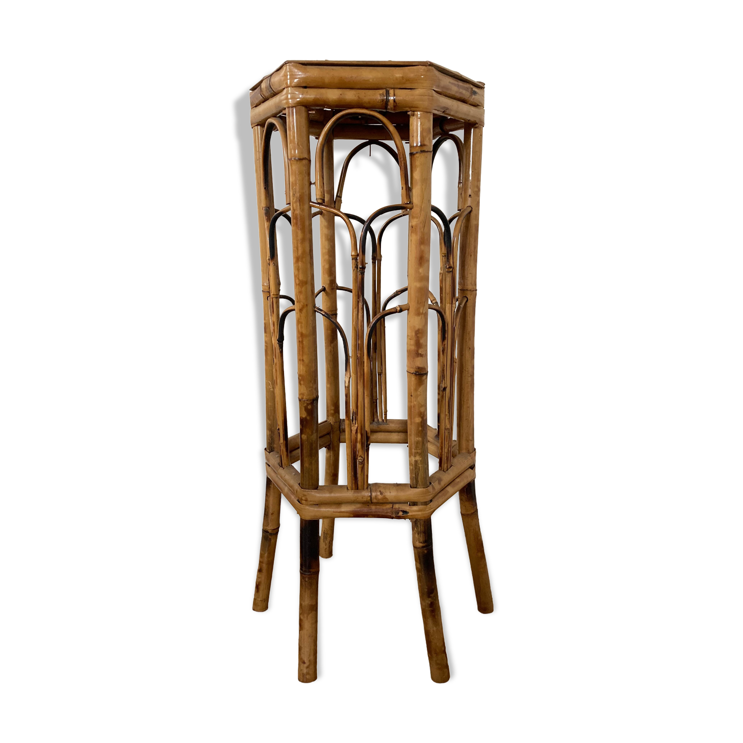 Rattan harness / bamboo console high table