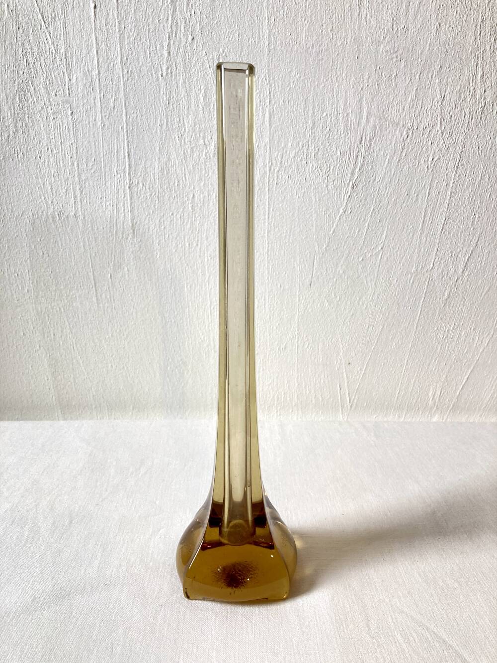 Amber glass soliflore vase, four-lobed base, 1960s-1970s.