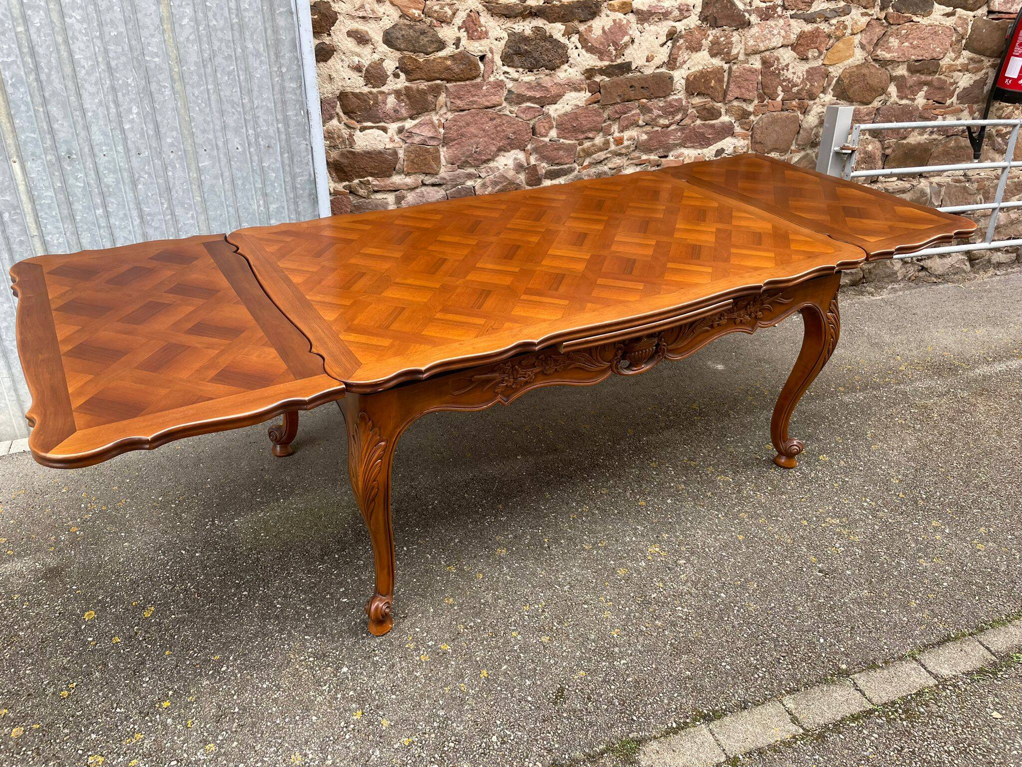 Spectacular French extending table Louis XV style vintage 1980 rococo Provence 260cm