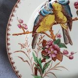Pair of Luneville earthenware plates with bird decor