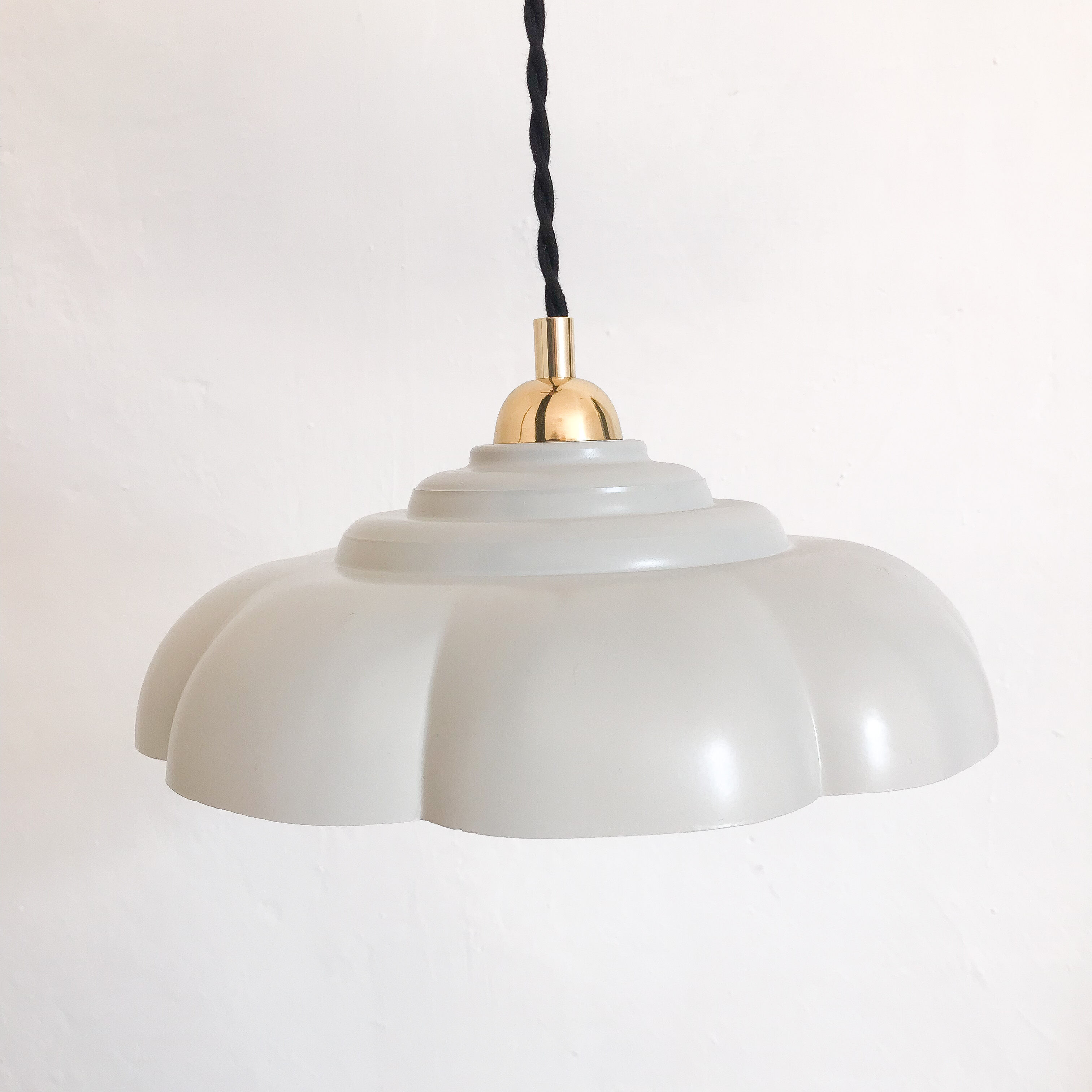 Suspension abat jour vintage gris perle