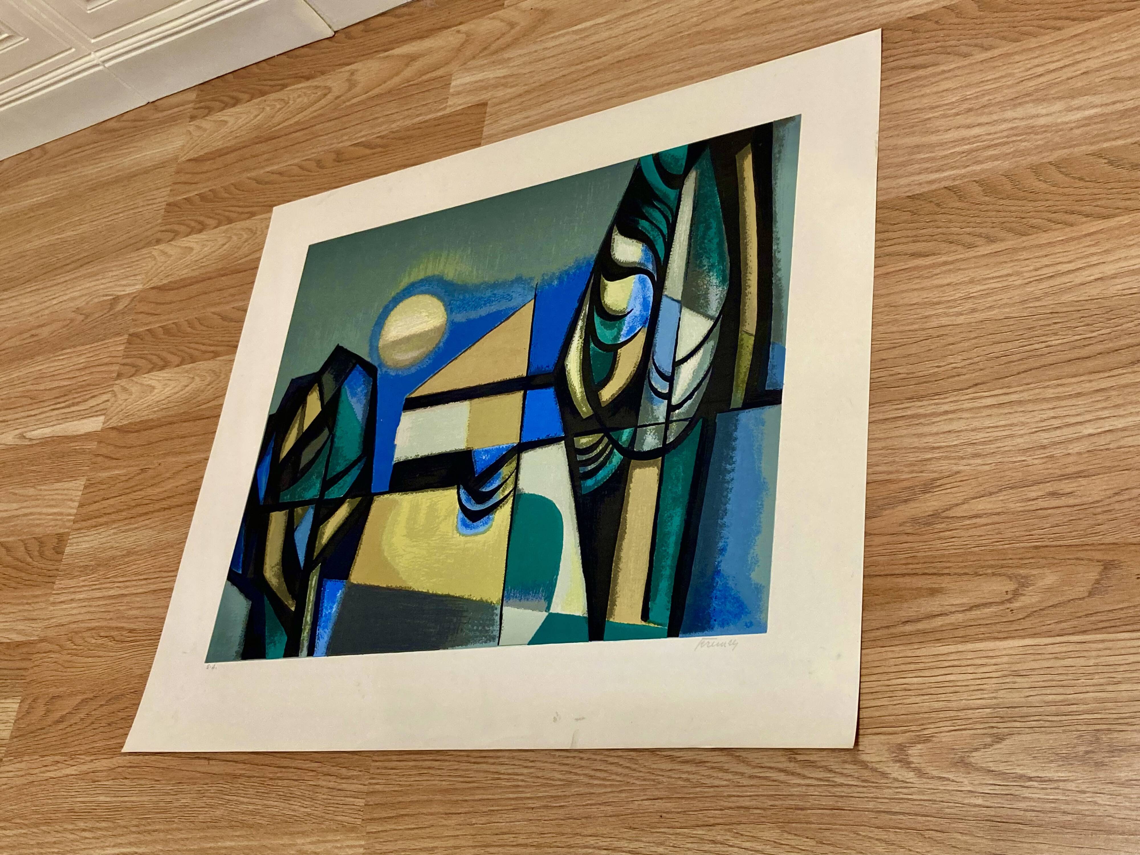 Lithograph signed "Albert Ferenz" Design 1950.