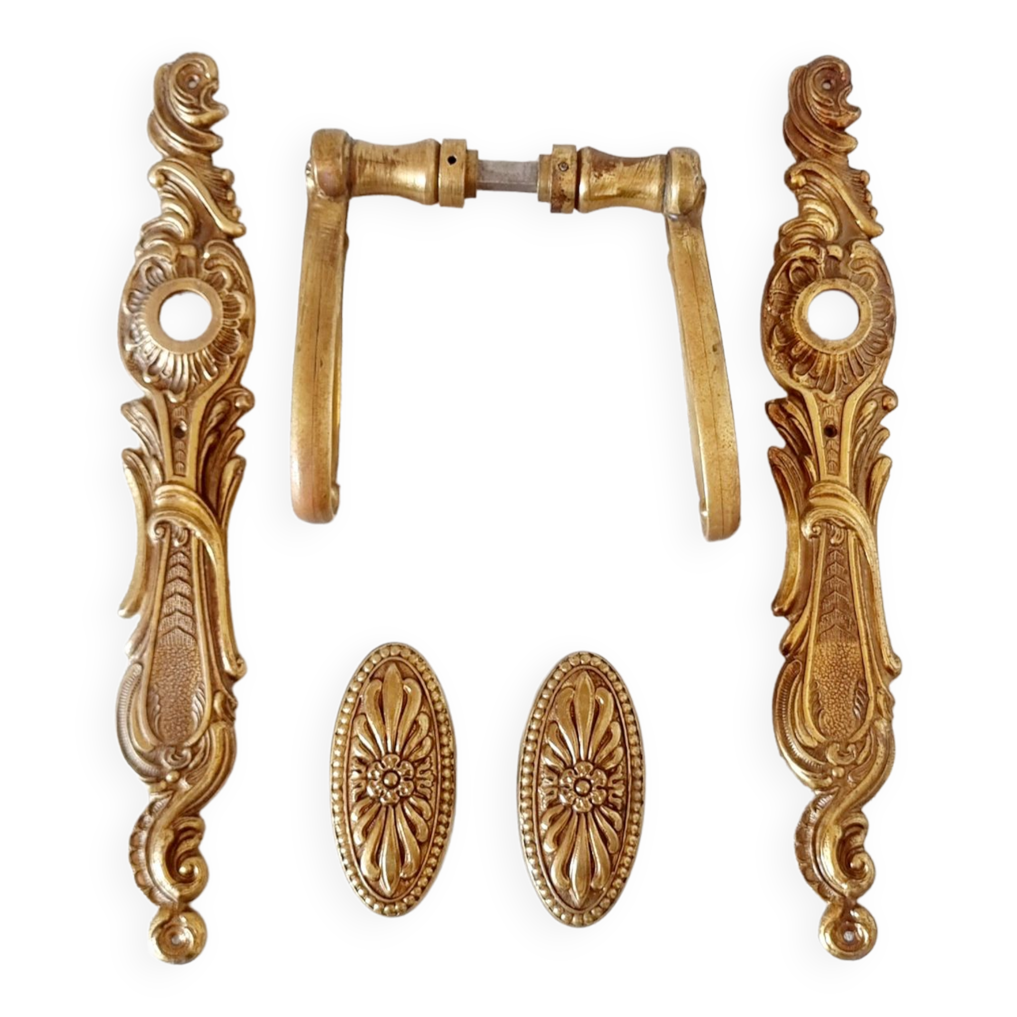 Door handle hardware and 2 French bronze furniture handles