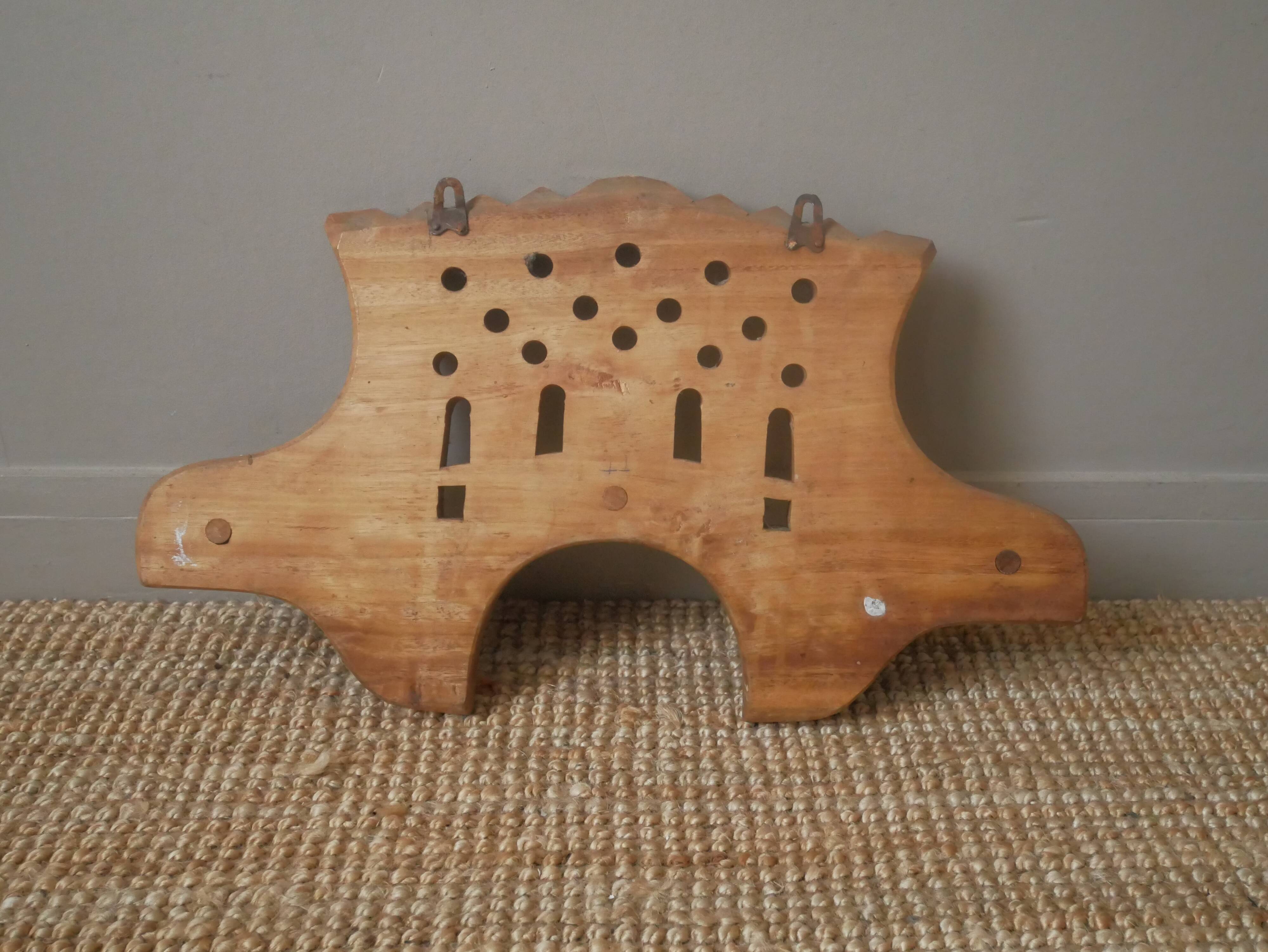 Vintage coat rack folk decoration carved wood made in Portugal artisanal manufacturing countryside