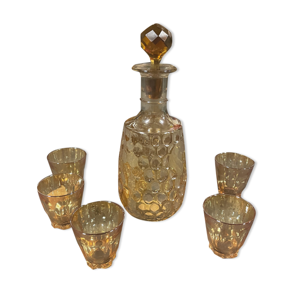 Carafe et 5 verres vintage