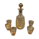 Carafe and 5 vintage glasses