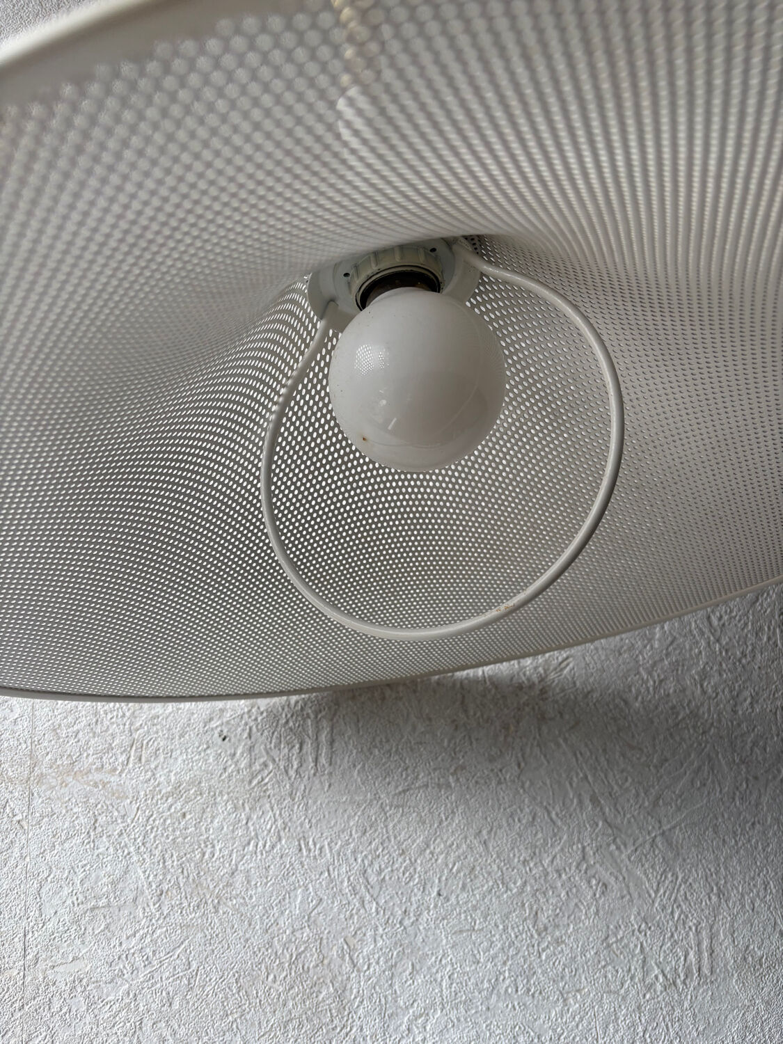 Vintage suspension in perforated white lacquered metal – postmodern design