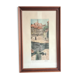 Framed etching, signed