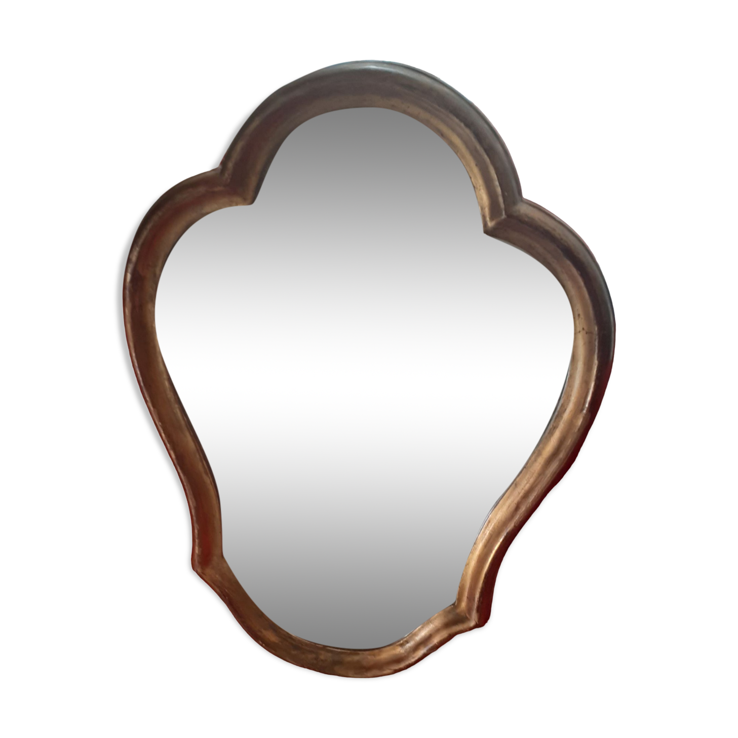 Miroir ancien en bois doré à l' or fin 45x45cm