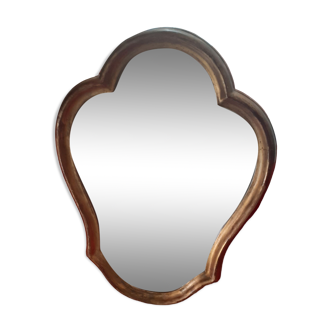 Miroir ancien en bois doré à l' or fin 45x45cm