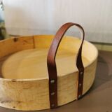 Large wood and leather tray Morocco