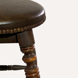 Antique Victorian Tudor low elm bar stool, England Ca 1900