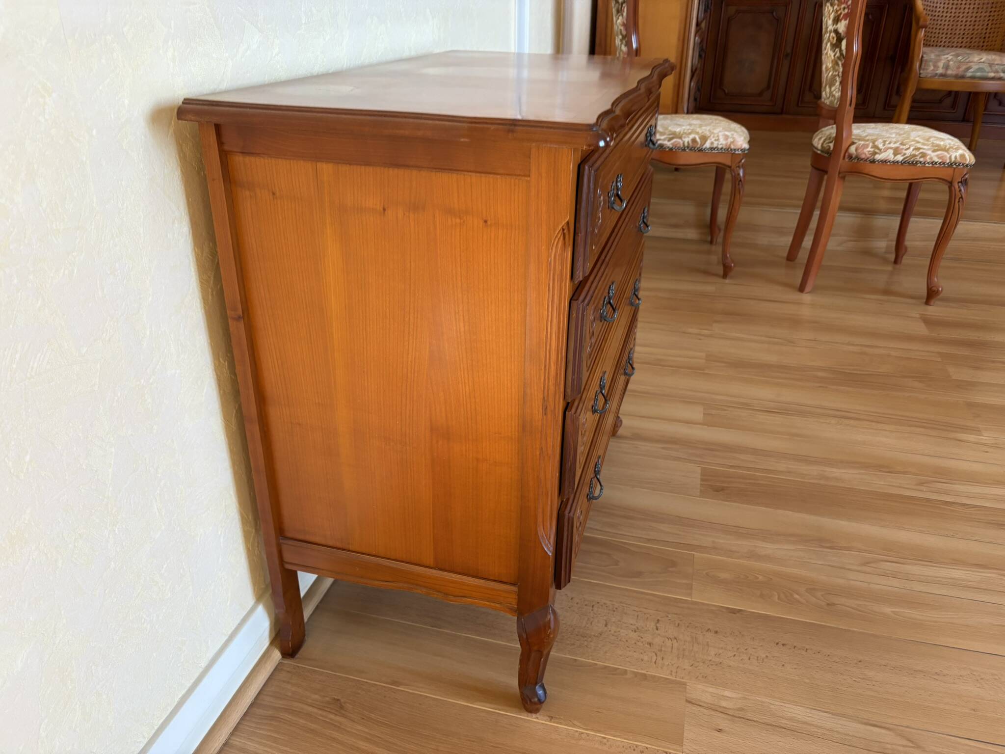 Vintage solid wood chest of drawers, Louis XV style
