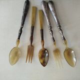 Antique horn and silver cutlery