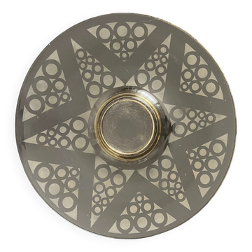 Plat art deco  en verre gravé