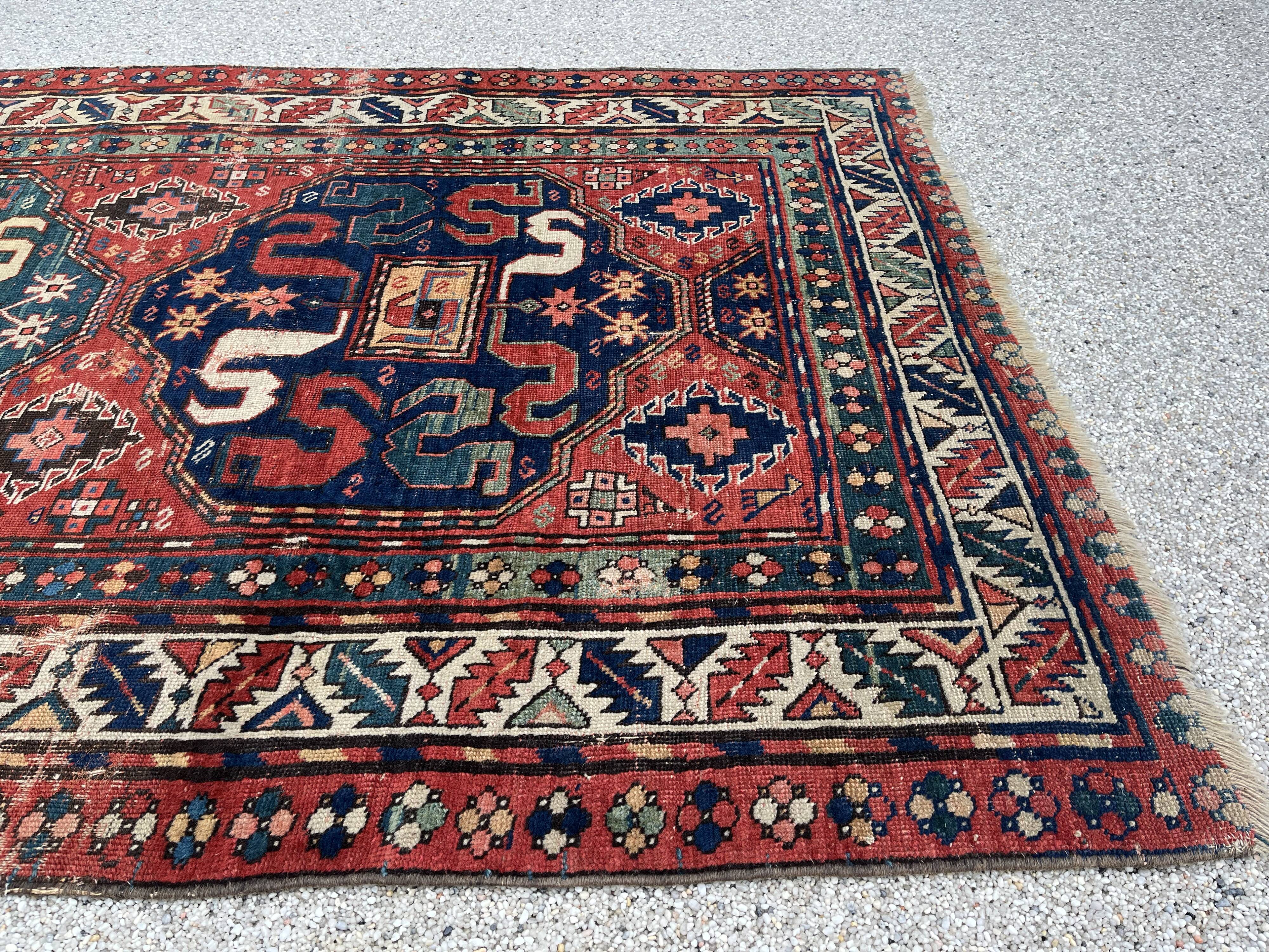 Old Carpet of the Caucasus, Kazak Cloud Band, Circa 1880